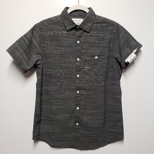 Paper Denim & Cloth Short Sleeve Shirt Gray Button Front Slim Fit Men's M